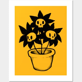 Three Spooky Flower Skulls In A Plant Pot Posters and Art